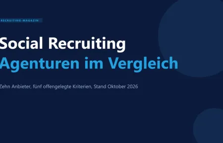 Social Recruiting Agenturen im Vergleich: Rangliste 2026 mit zehn Anbietern, Titelbild in SEOcruiting-Farben